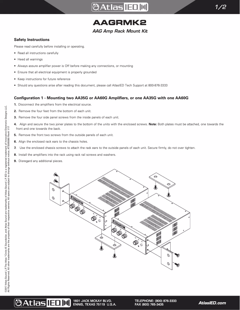 Page 1 de la notice Manuel utilisateur Atlas Sound AAGRMK2