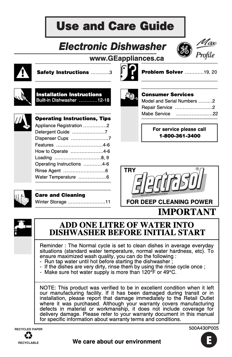 Página 1 del manual Manual de usuario GE PDW7712NSS