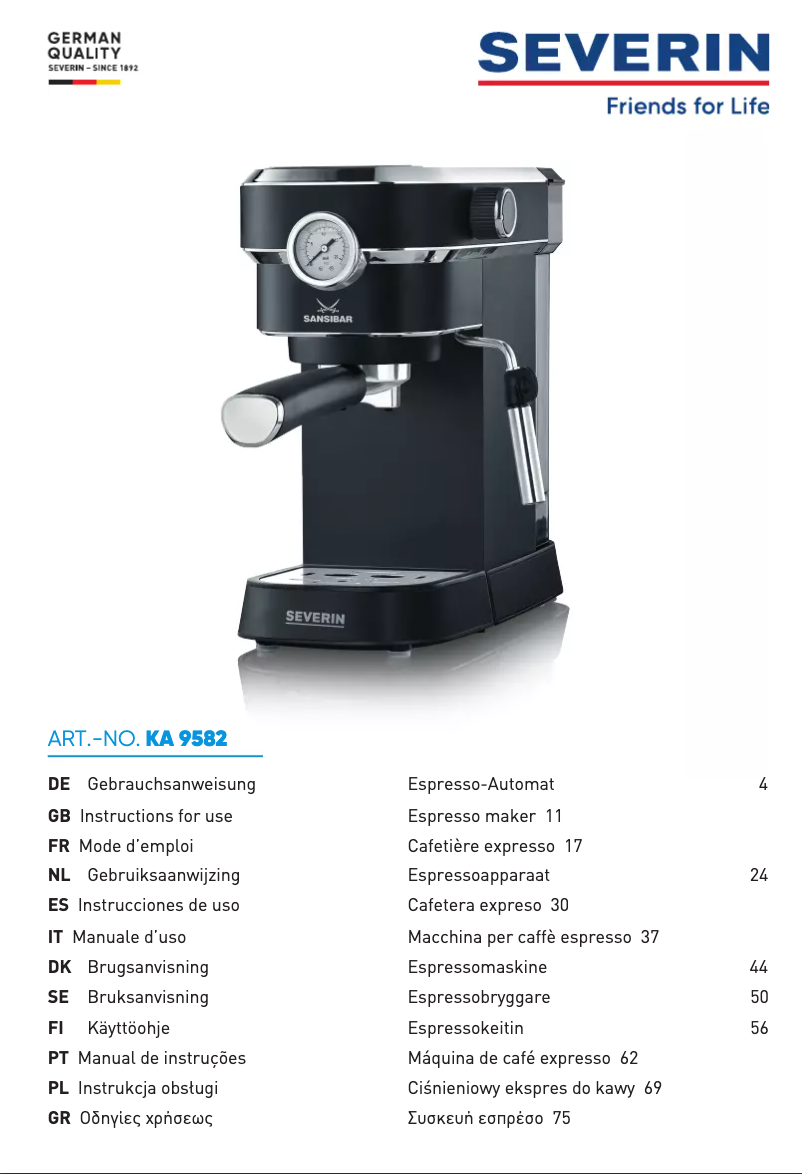 Page n°1 - Manuel utilisateur Severin KA 9582