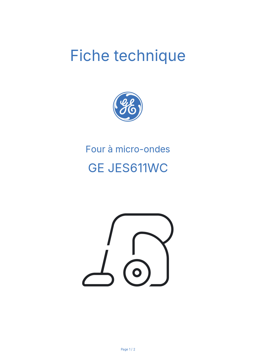 Page n°1 - Fiche technique GE JES611WC