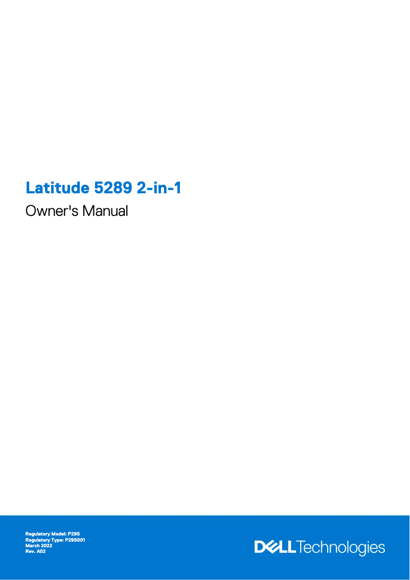 Page 1 de la notice Manuel utilisateur Dell Latitude 5289 2-in-1