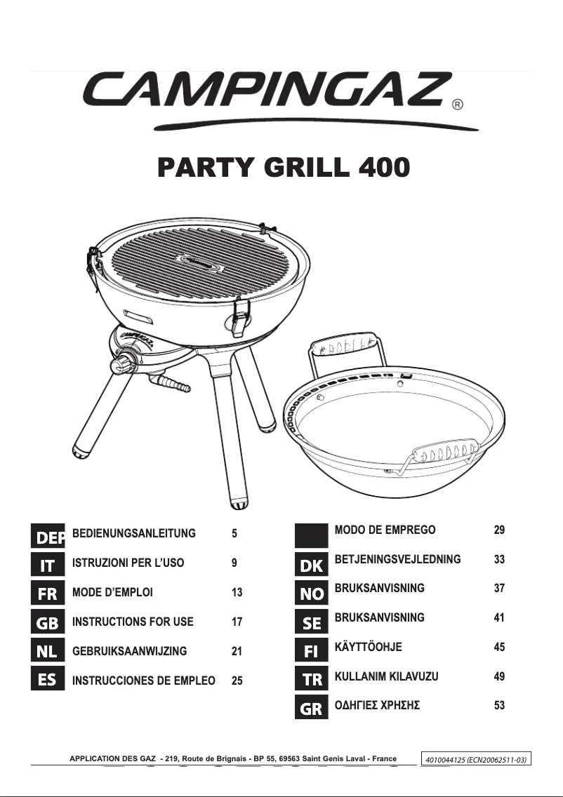 Page n°1 - Manuel utilisateur Campingaz Party Grill 400