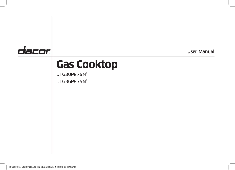 Page n°1 - Manuel utilisateur Dacor DTG36P875NS