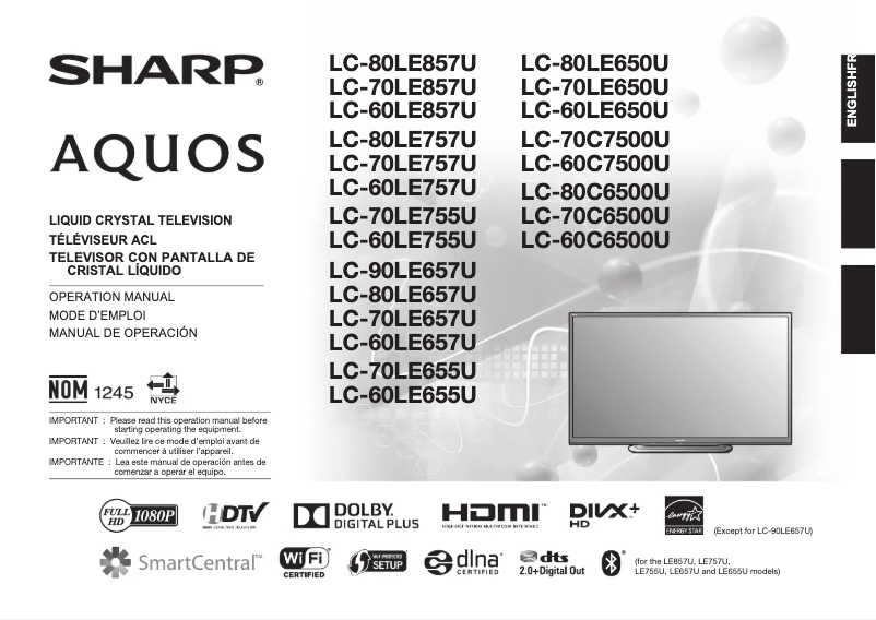 Page n°1 - Manuel utilisateur Sharp Aquos LC-60C7500U