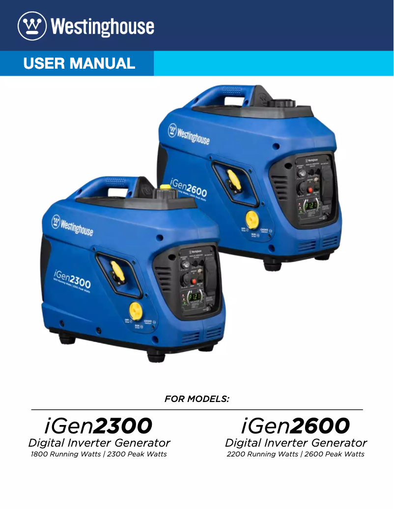 Page 1 de la notice Manuel utilisateur Westinghouse iGen2600