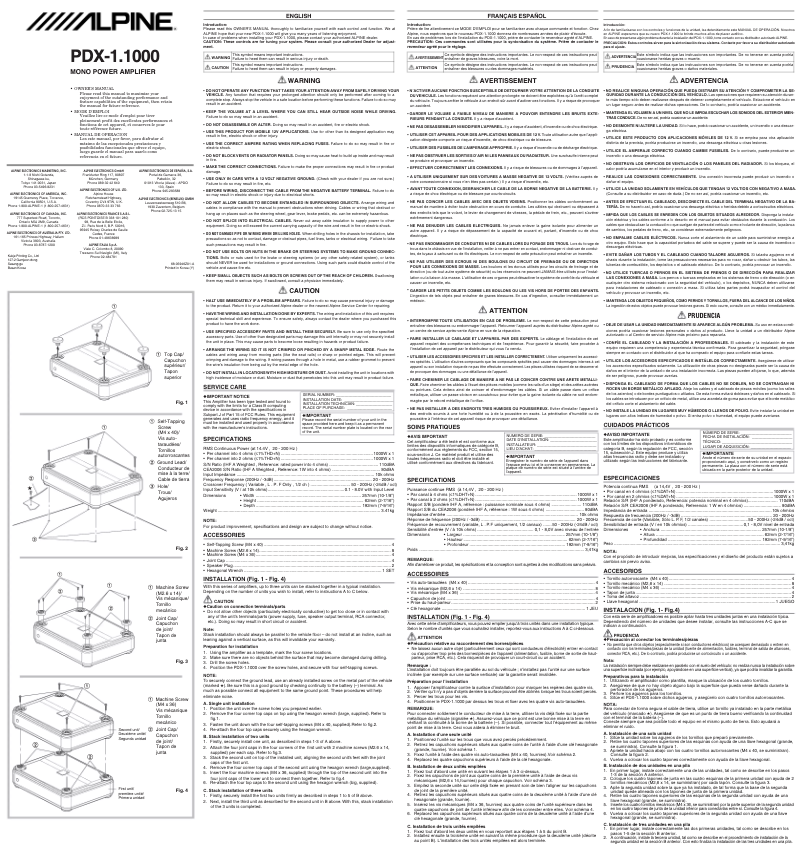 Image de la première page du manuel de l'appareil PDX-1.1000