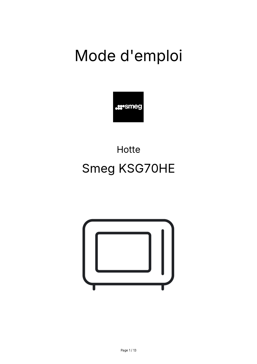 Page n°1 - Mode d'emploi Smeg KSG70HE