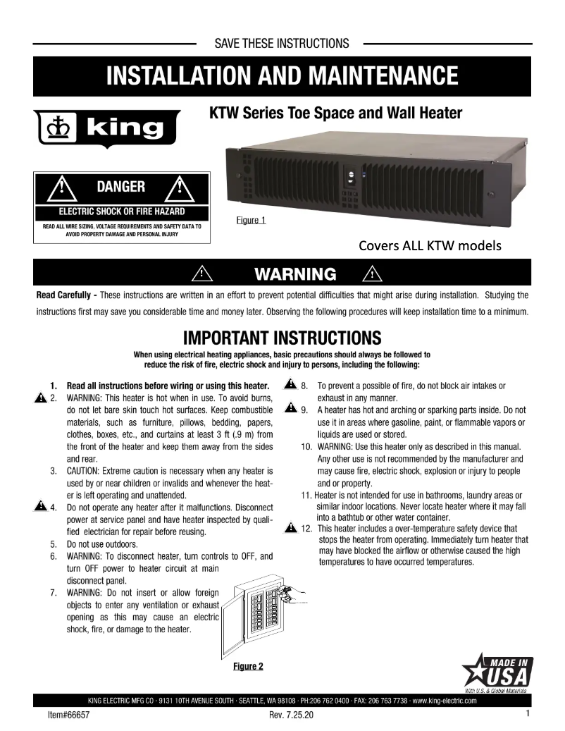 Image de la première page du manuel de l'appareil KTW1215-HLS-RG-W