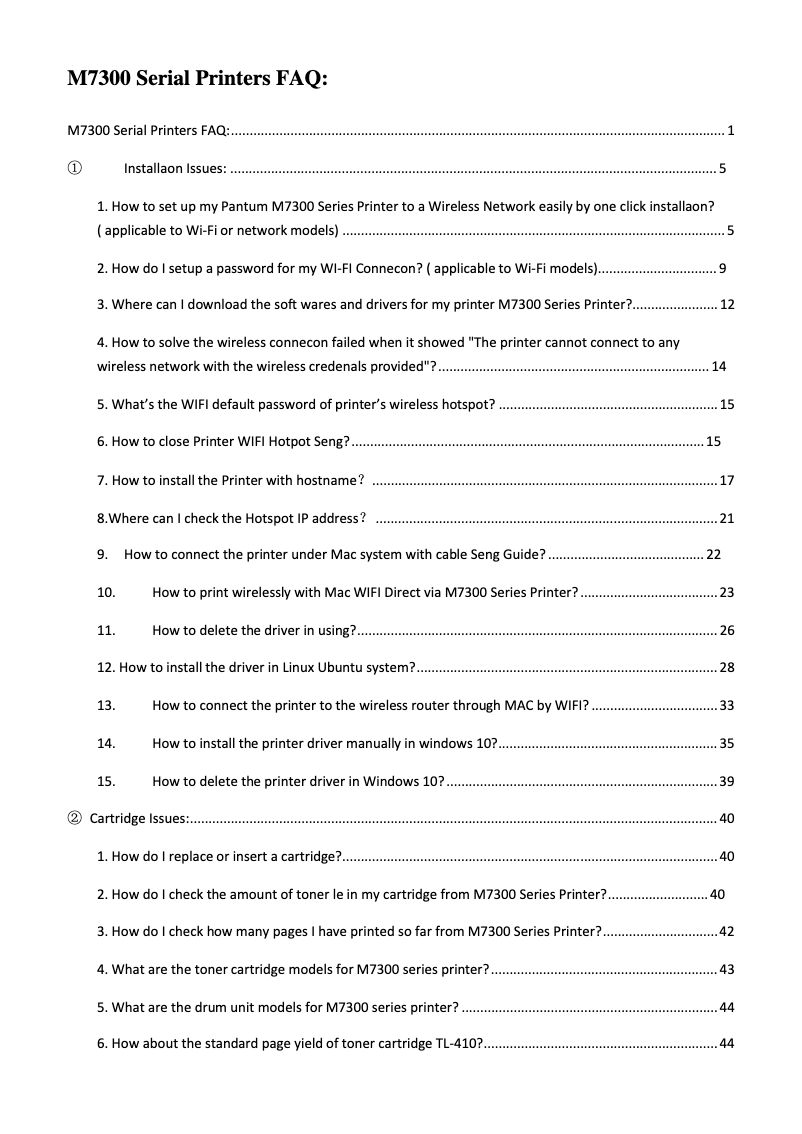 Página 1 del manual Preguntas frecuentes Pantum M7300FDN