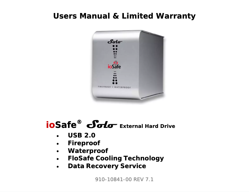 Page n°1 - Manuel utilisateur ioSafe SoloPRO 4TB