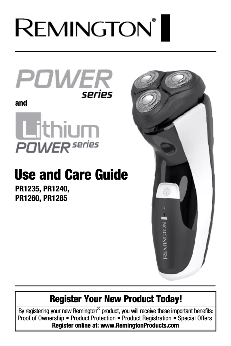 Page 1 de la notice Manuel utilisateur Remington PR1285