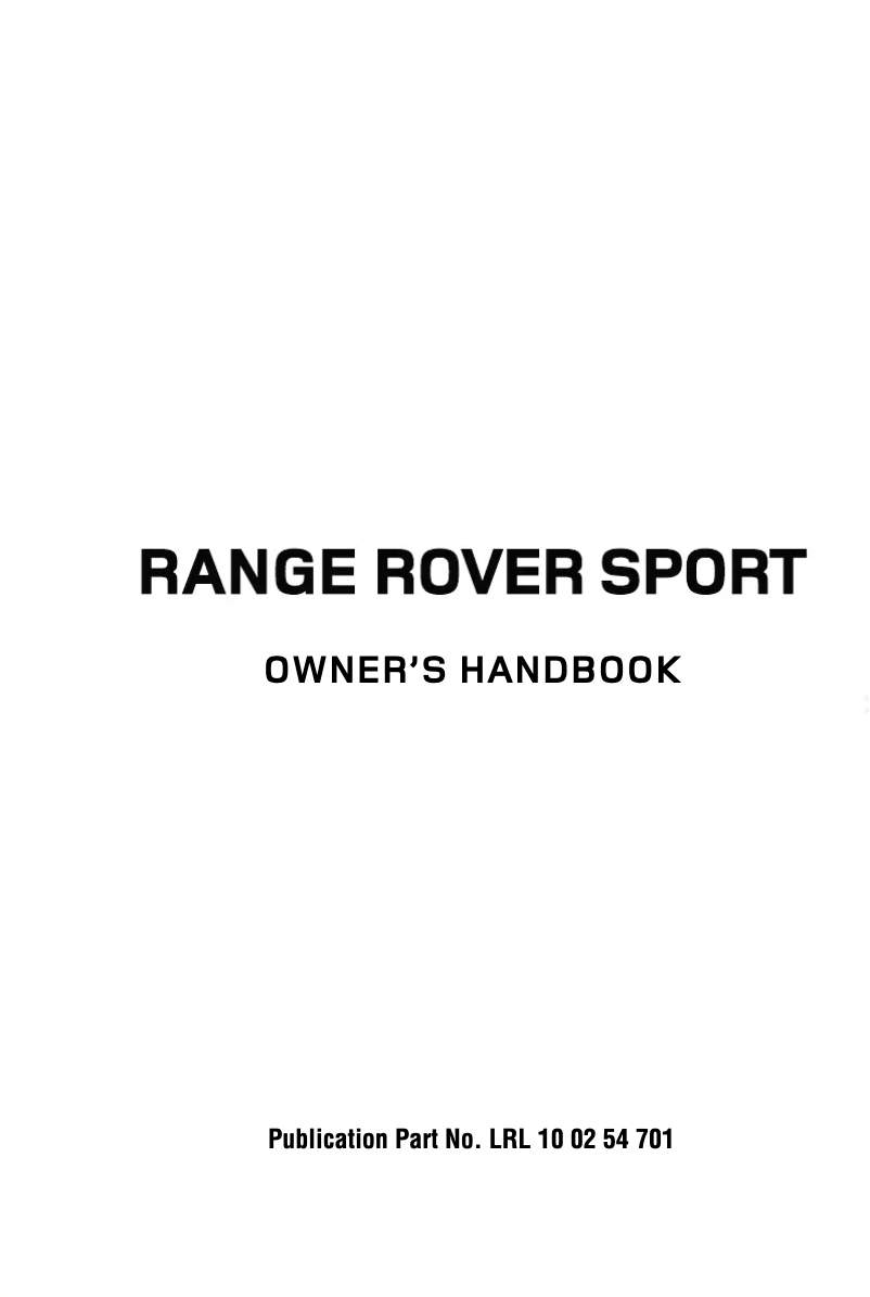 Image de la première page du manuel de l'appareil Range Rover Sport (2005)