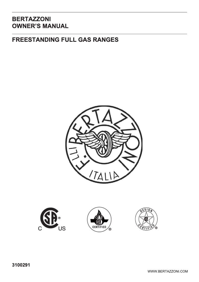 Page 1 de la notice Manuel utilisateur Bertazzoni HERT366GASXT