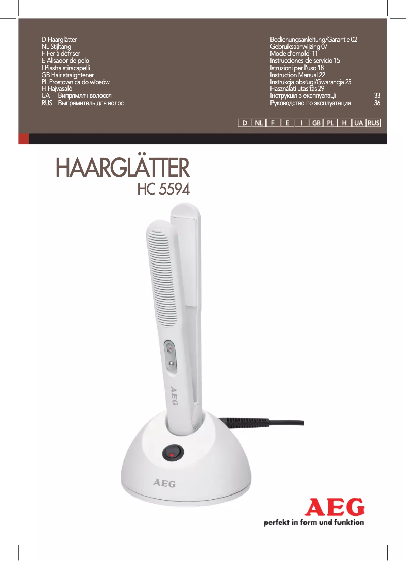 Page n°1 - Manuel utilisateur AEG HC 5594