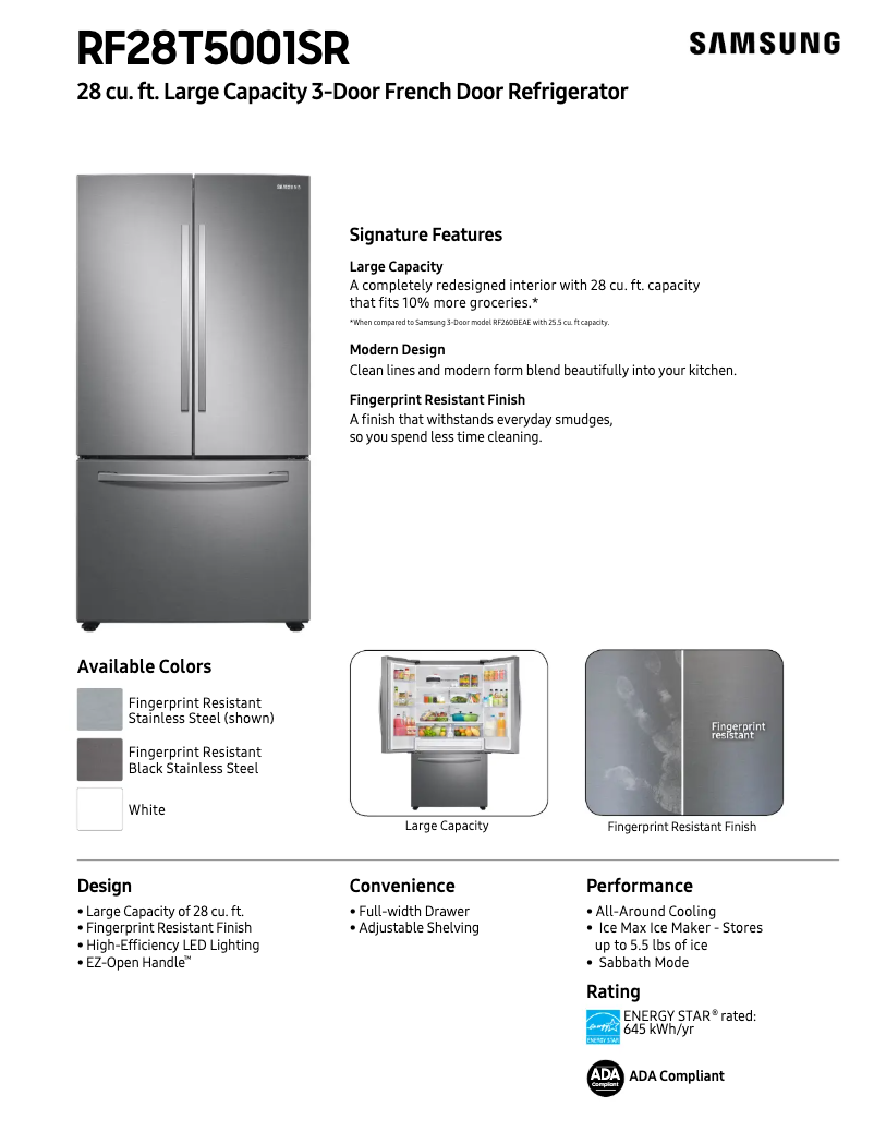 Image de la première page du manuel de l'appareil RF28T5001SR