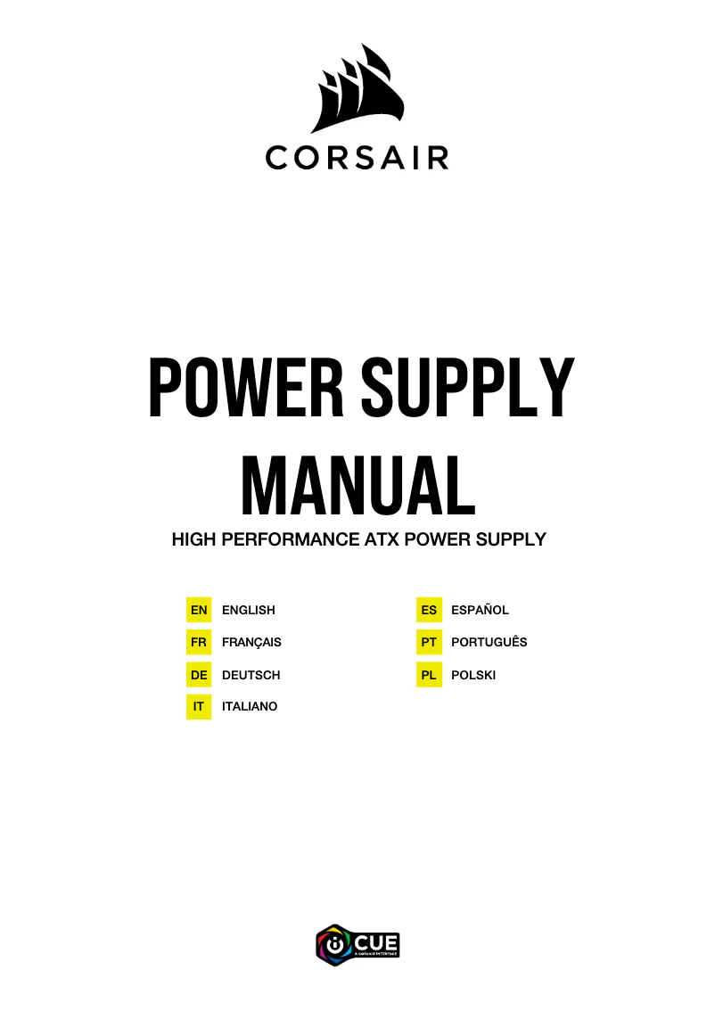 Page 1 de la notice Guide de démarrage rapide Corsair HX1000i