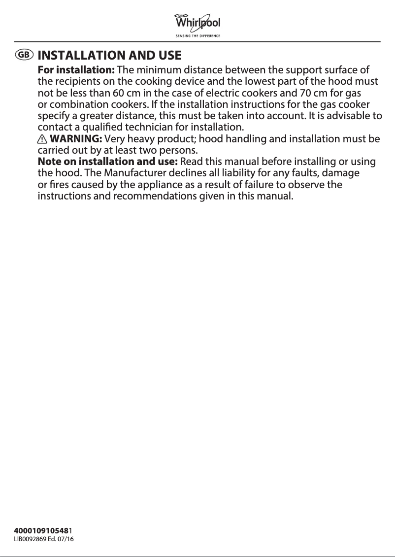 Page 1 de la notice Manuel utilisateur Whirlpool WSL 65F AS UK W