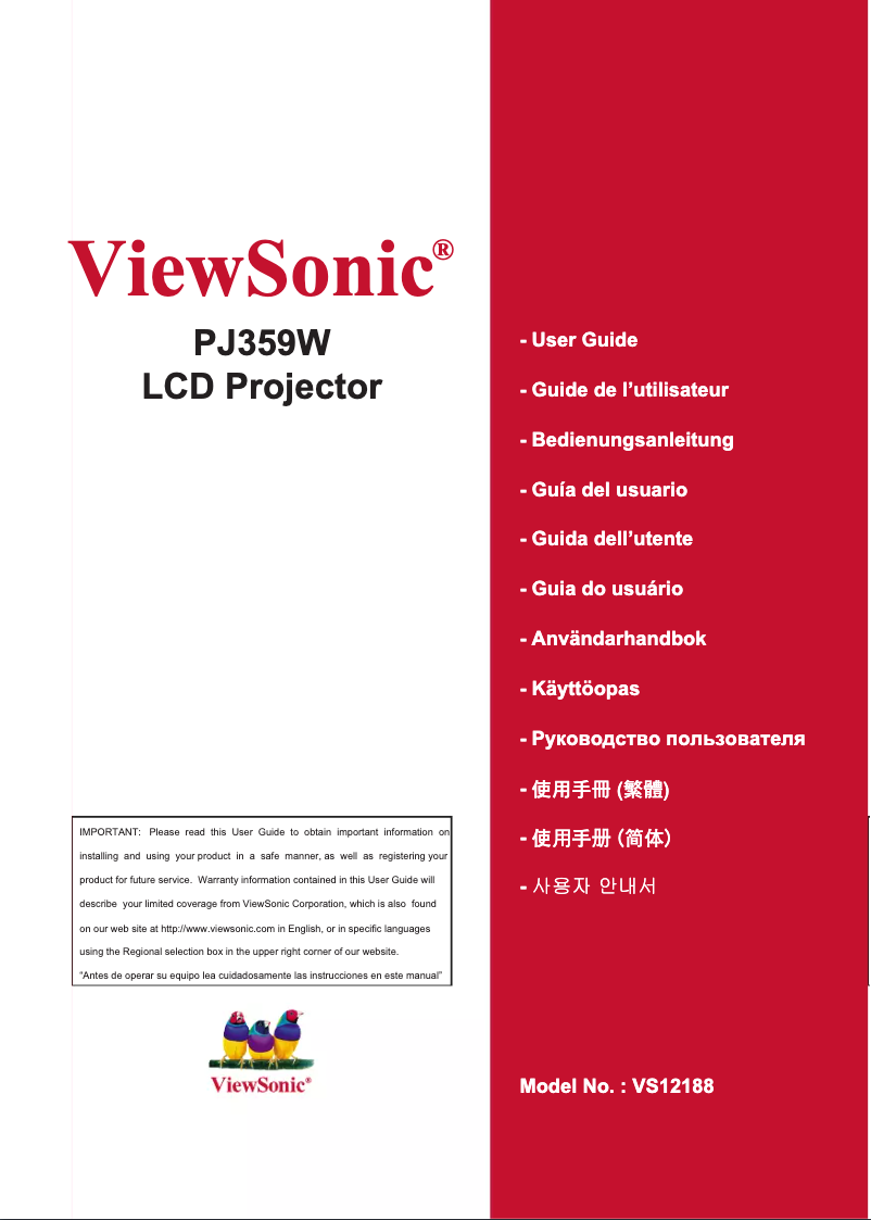 Page 1 de la notice Manuel utilisateur Viewsonic PJ359
