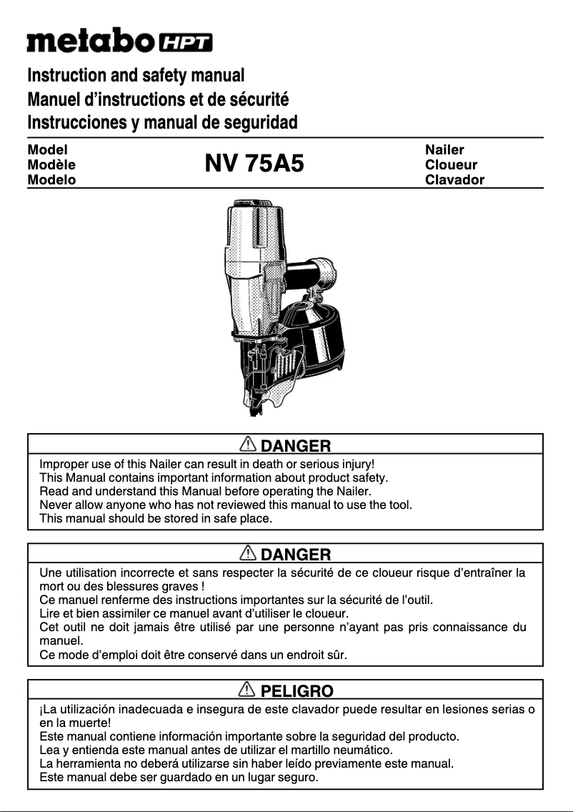 First page image of the manual for NV75A5