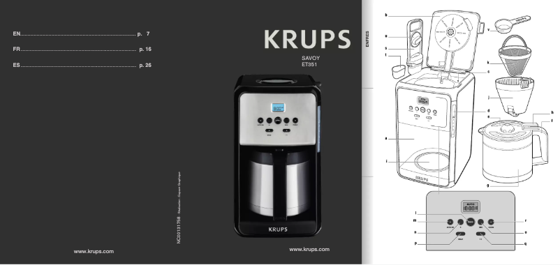 Page 1 de la notice Manuel utilisateur Krups Savoy ET351
