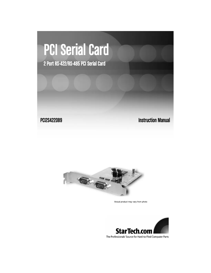 Page n°1 - Manuel utilisateur StarTech.com PCI2S2PMC