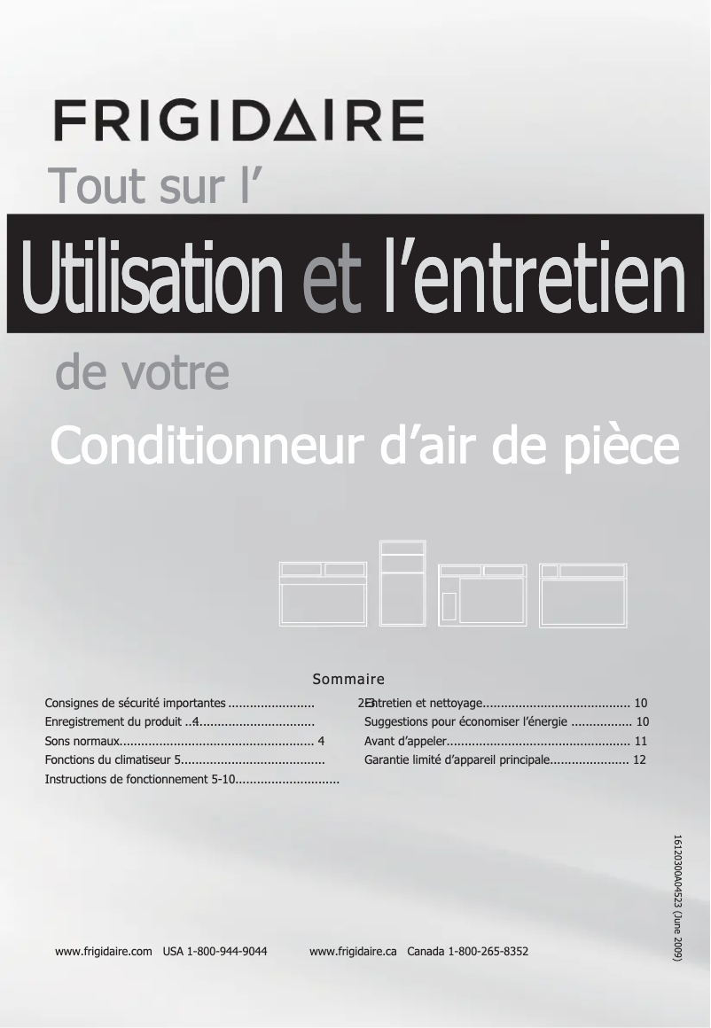 Page 1 de la notice Manuel utilisateur Frigidaire FFRS1022R1