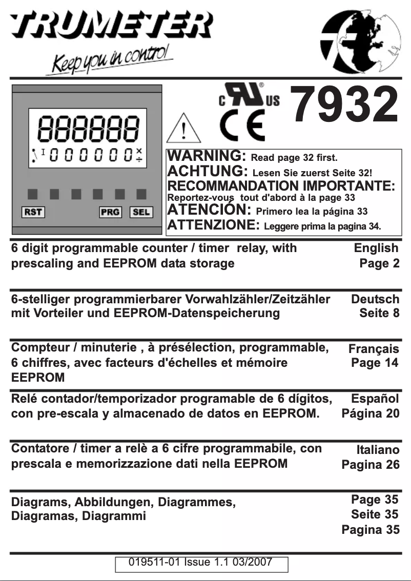 Page 1 de la notice Manuel utilisateur Trumeter 7932