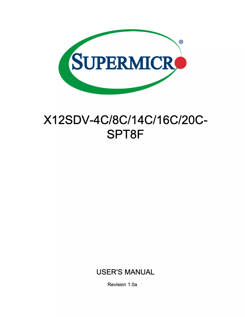 Page 1 de la notice Manuel utilisateur Supermicro X12SDV-4C-SPT8F