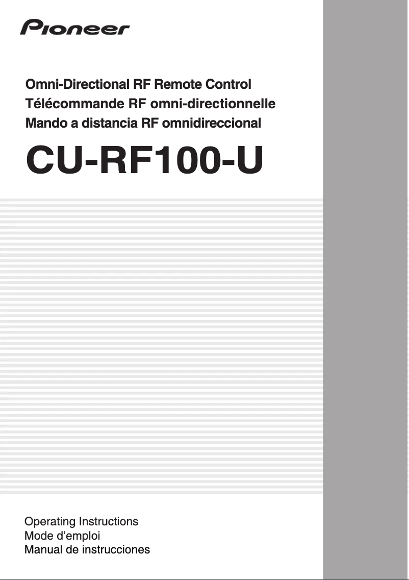Page 1 de la notice Manuel utilisateur Pioneer CU-RF100-U