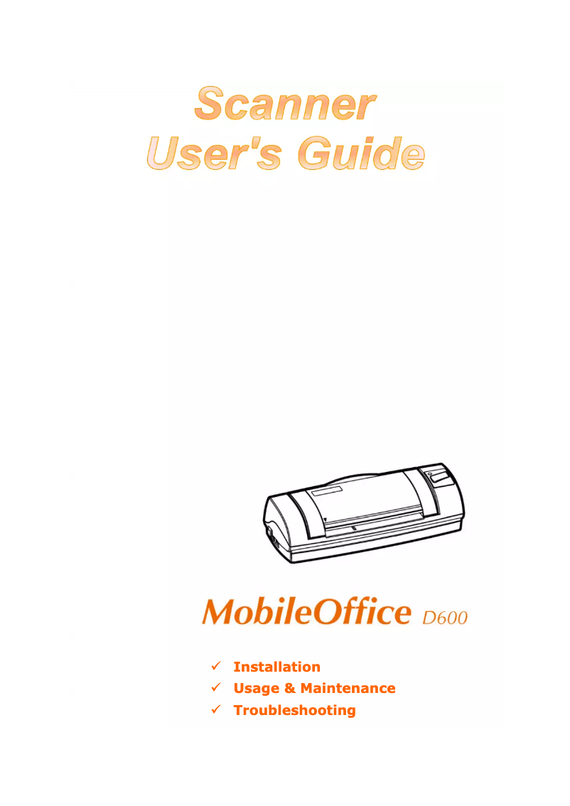 Page n°1 - Manuel utilisateur Plustek MobileOffice D600