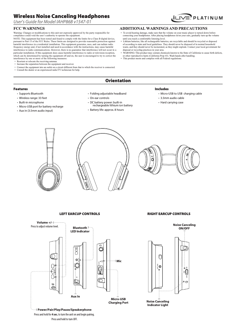 Page 1 de la notice Manuel utilisateur iLive IAHP86B