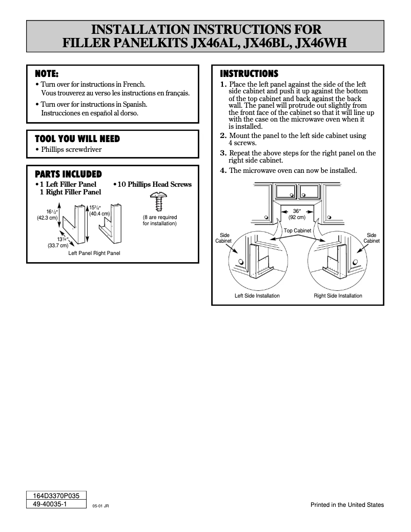 Page 1 de la notice Manuel utilisateur GE JX46AL
