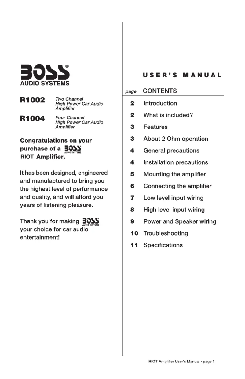 Page 1 de la notice Manuel utilisateur Boss R1004