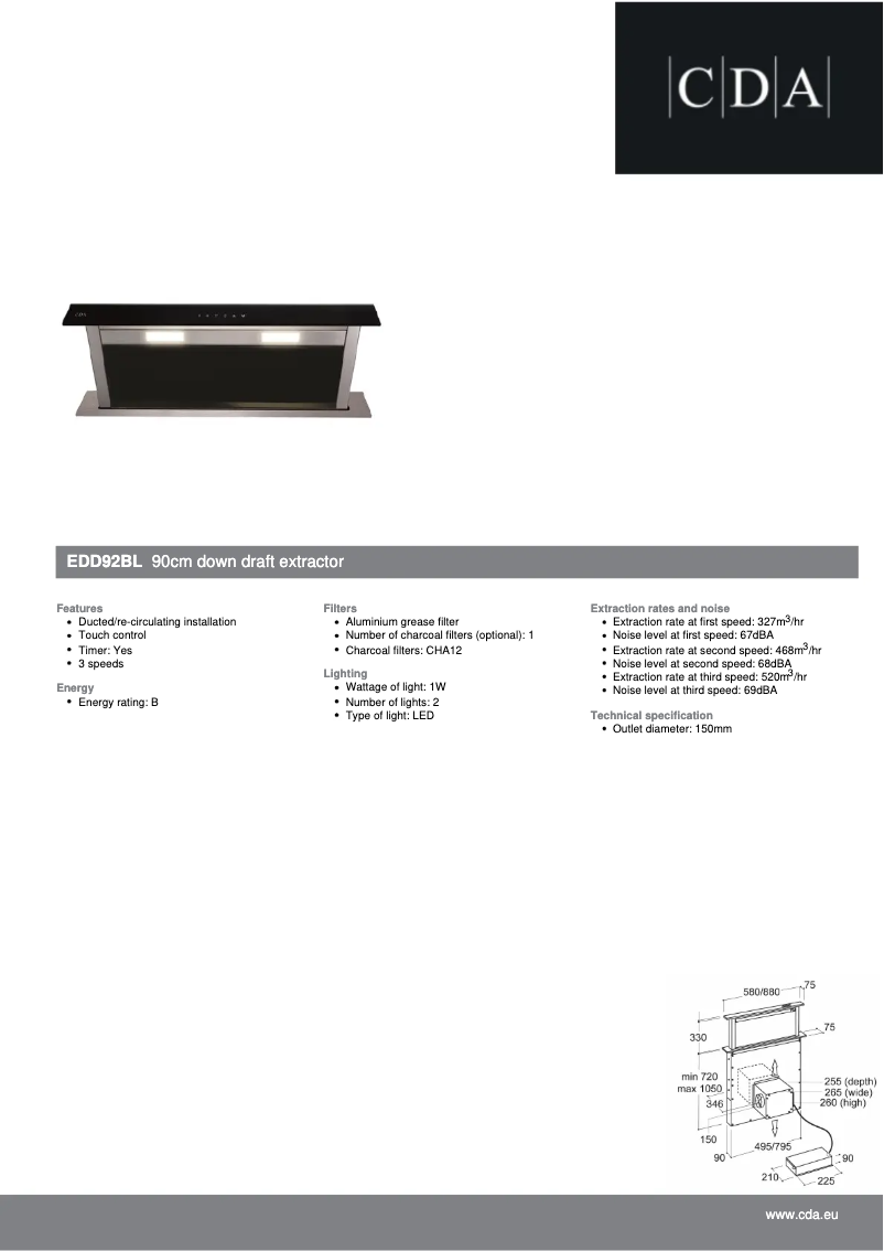 Page n°1 - Fiche technique CDA EDD92BL