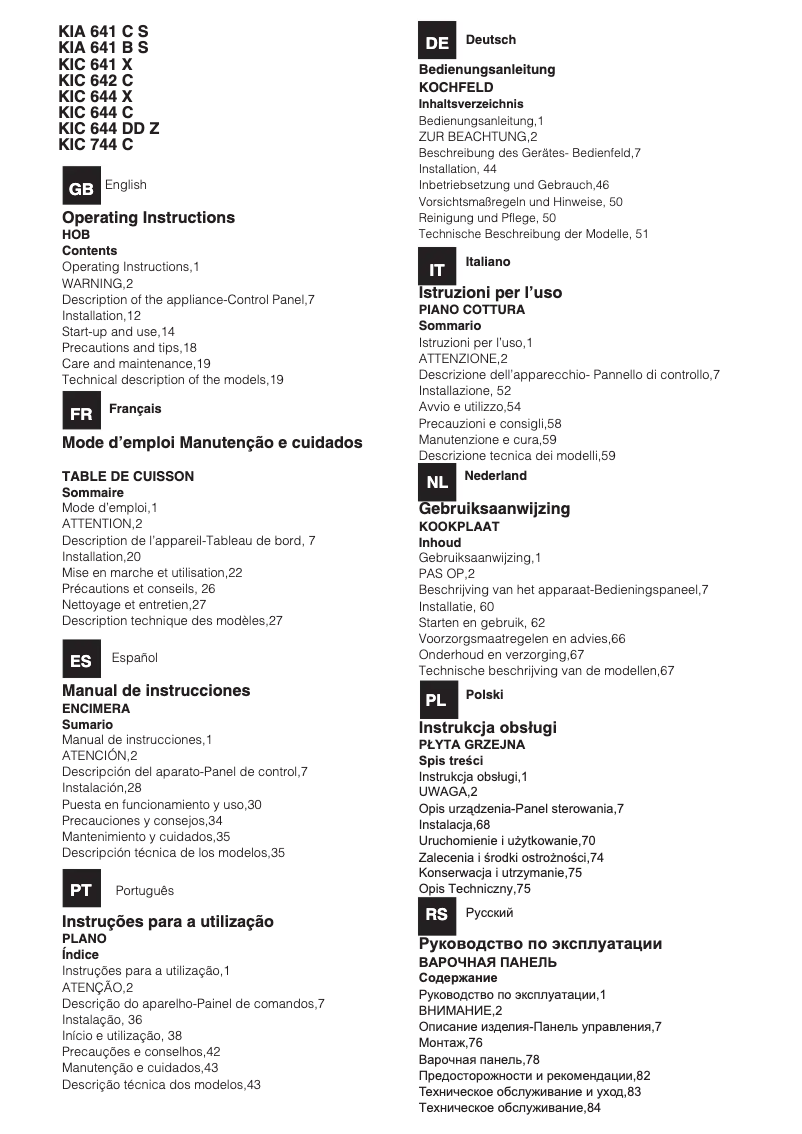 Page n°1 - Manuel utilisateur Hotpoint Ariston KIC 644 DD Z