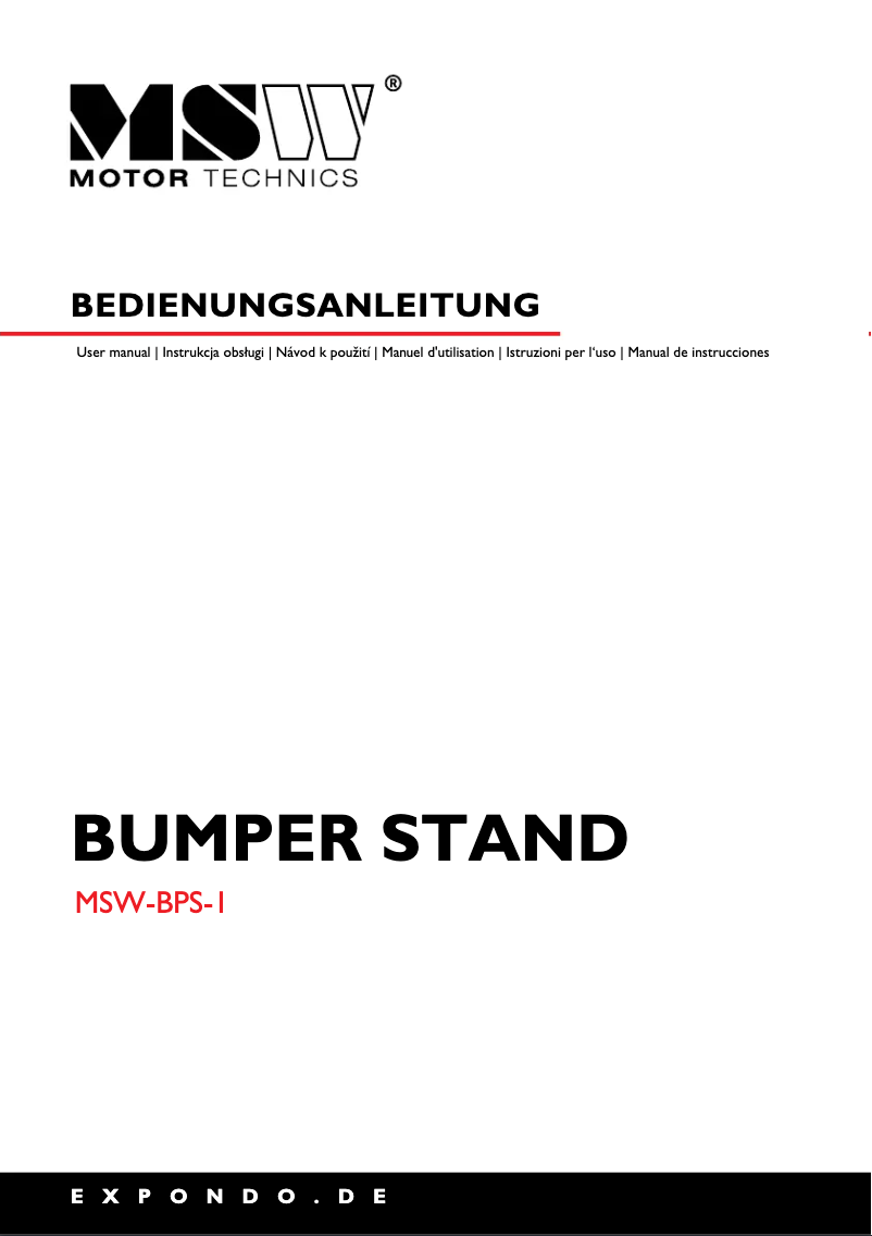 Page n°1 - Manuel utilisateur MSW MSW-BPS1