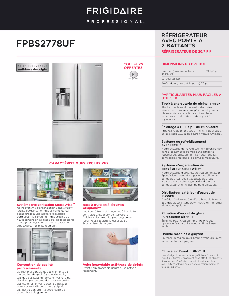 Image de la première page du manuel de l'appareil FPBS2778UF