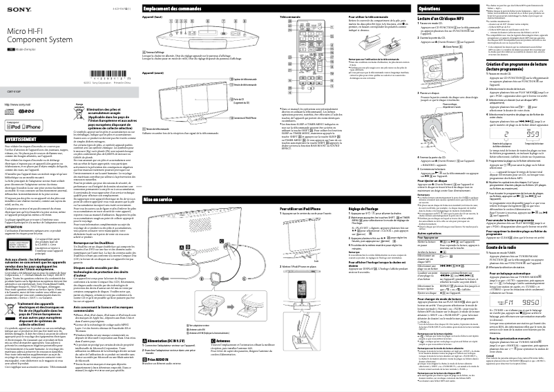 Page n°1 - Manuel utilisateur Sony CMT-V10iP