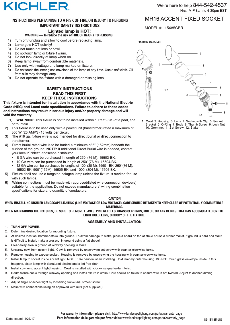 Página 1 del manual Manual de usuario Kichler 15485CBR