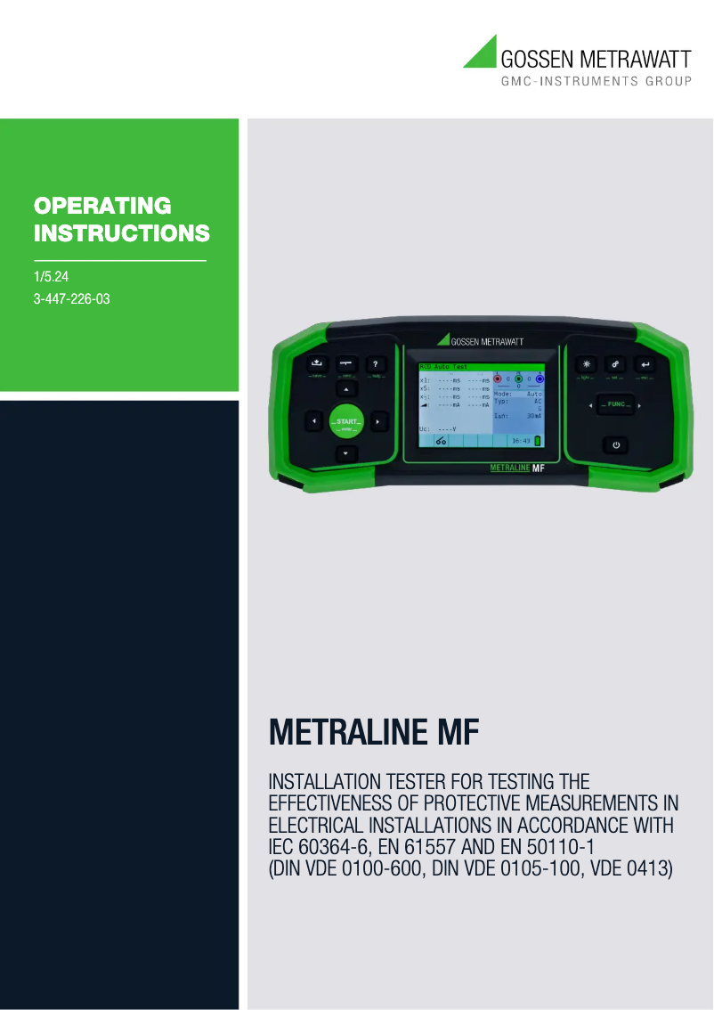 Page 1 de la notice Manuel utilisateur Gossen Metrawatt METRALINE MF