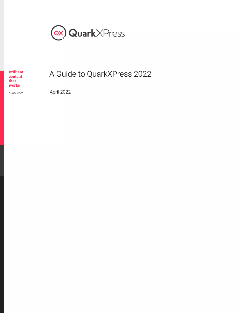 Image de la première page du manuel de l'appareil QuarkXPress 2022