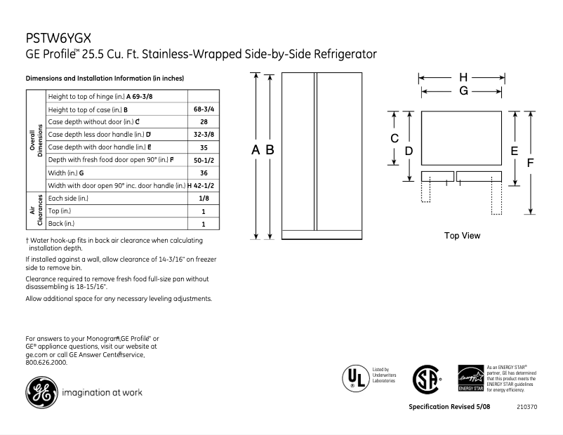Image de la première page du manuel de l'appareil Profile PSTW6YGXSS