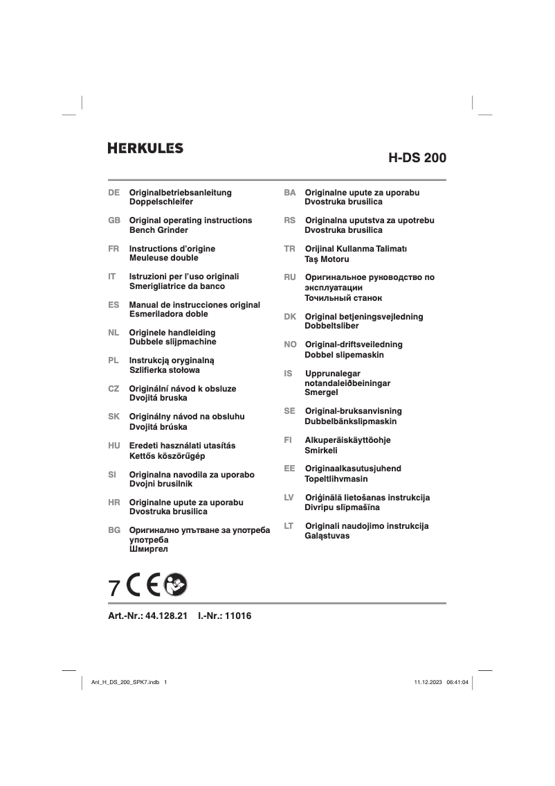 Page n°1 - Manuel utilisateur Herkules H-DS 200