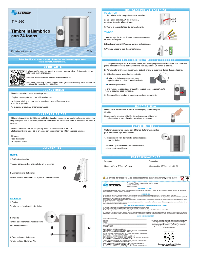 Image de la première page du manuel de l'appareil TIM-260