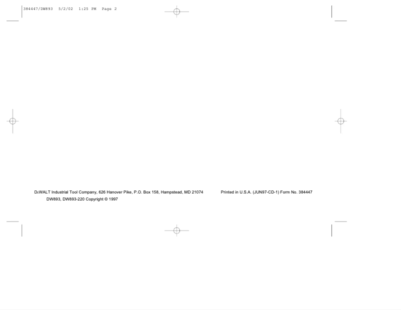 Page n°1 - Manuel utilisateur DeWalt DW893