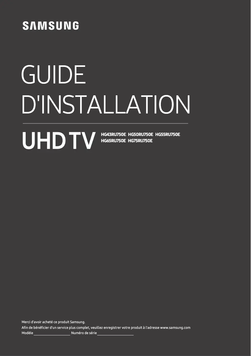 Page 1 de la notice Guide d'installation Samsung HG50RU750EE