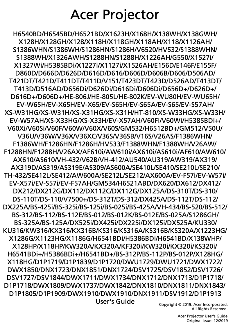 Page 1 de la notice Manuel utilisateur Acer BS-020PA