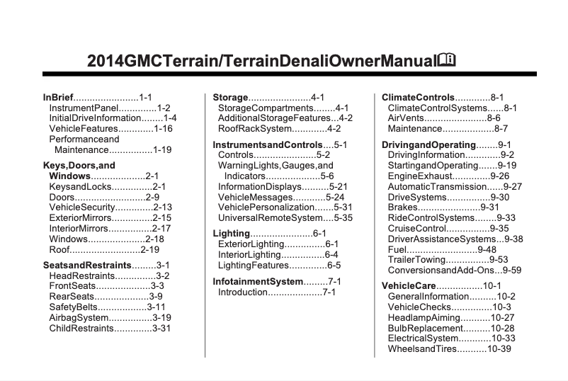 Page 1 de la notice Manuel utilisateur GMC Savana Passenger (2014)