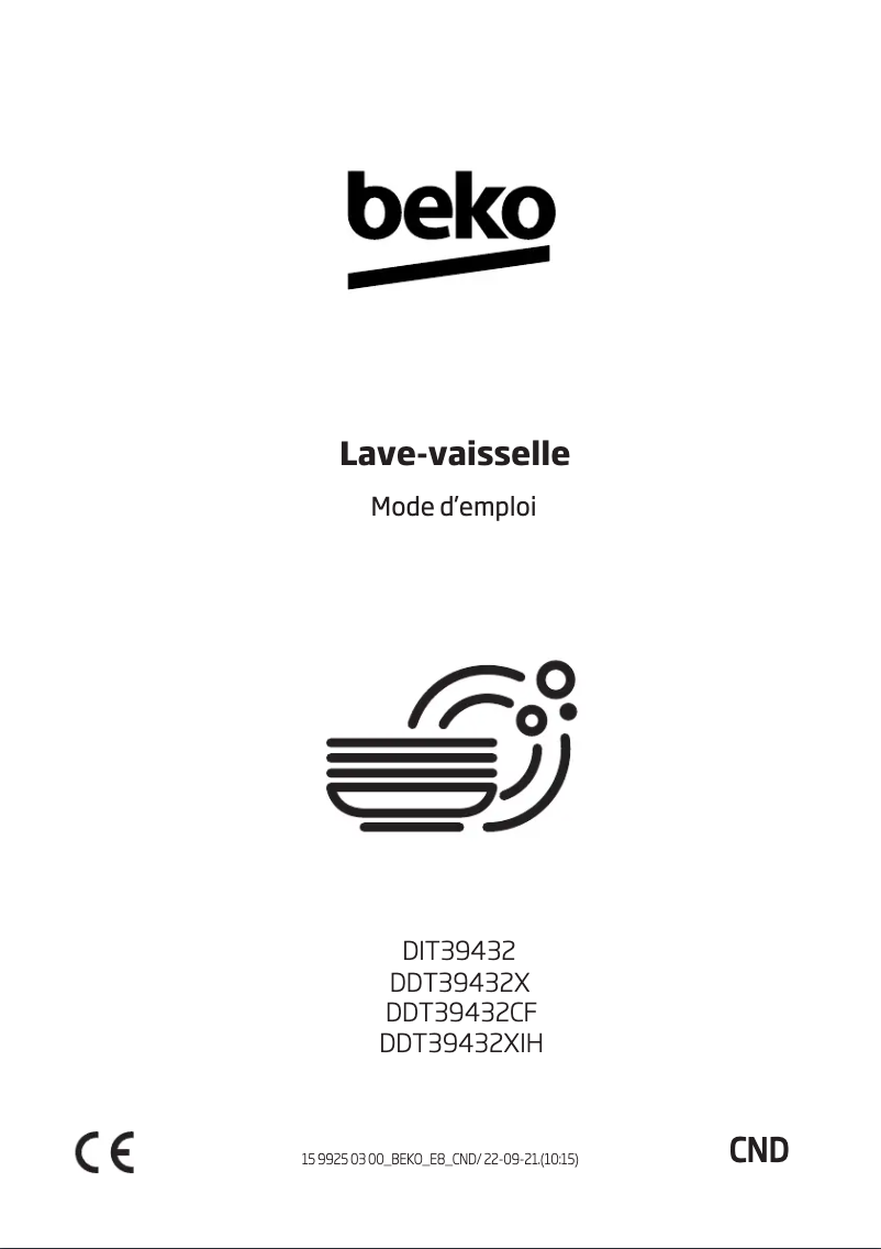 Page 1 de la notice Manuel utilisateur Beko DDT39432XIH