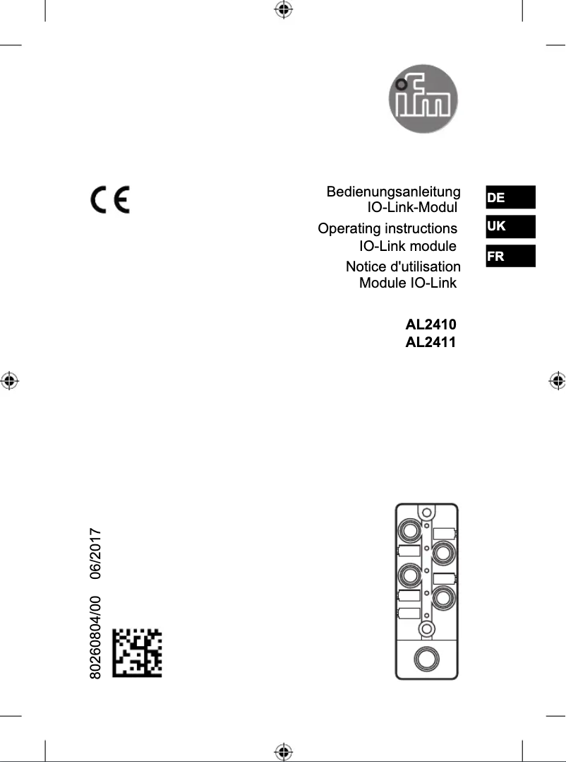 Page n°1 - Manuel utilisateur IFM AL2410